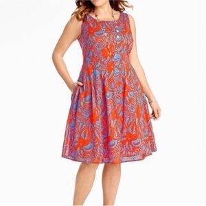 Talbots Women’s Fit & Flare Sleeveless Floral Pleated Dress Size 4